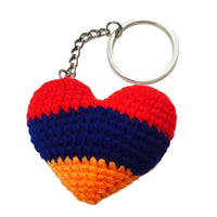 Crochet Armenian Flag Heart Key Tag